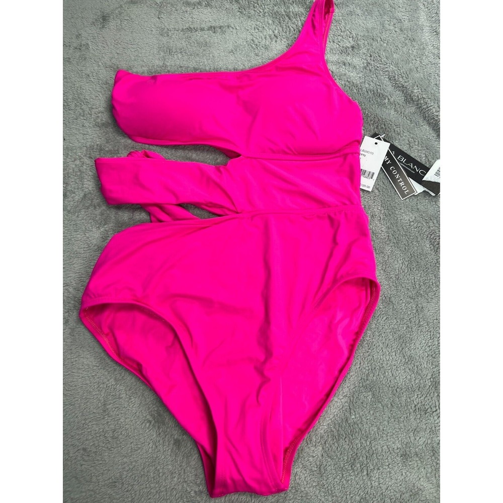 NWT LA Blanca Manhattan One Piece Swimsuit Cutout One Shoulder Womens 12 Pink 1 - Picture 1 of 5